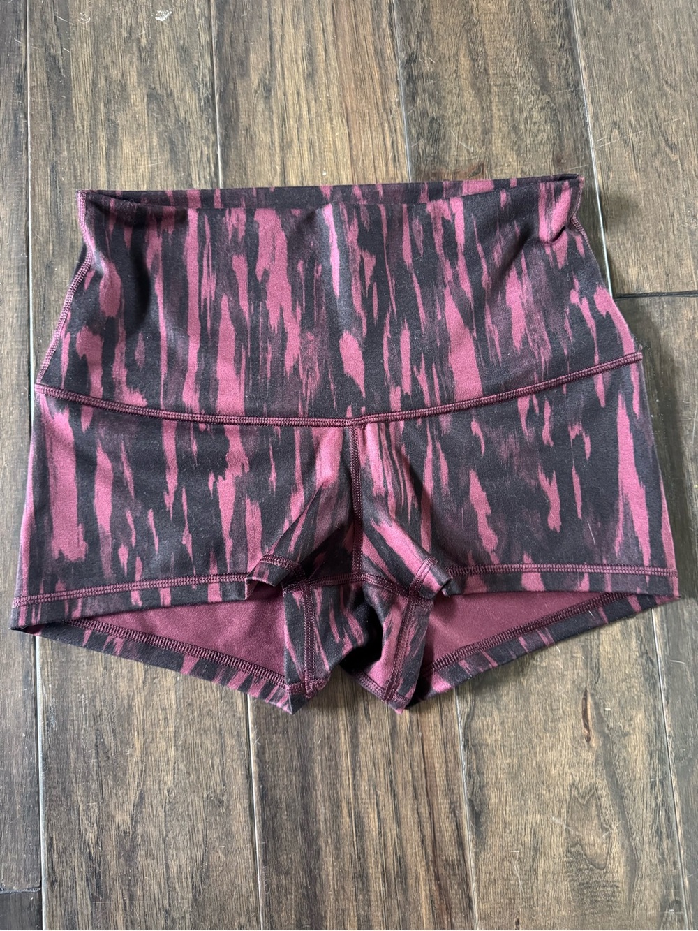 Lululemon High-Waist or Low-Waist Plum & Black Printed Women's Workout Shorts